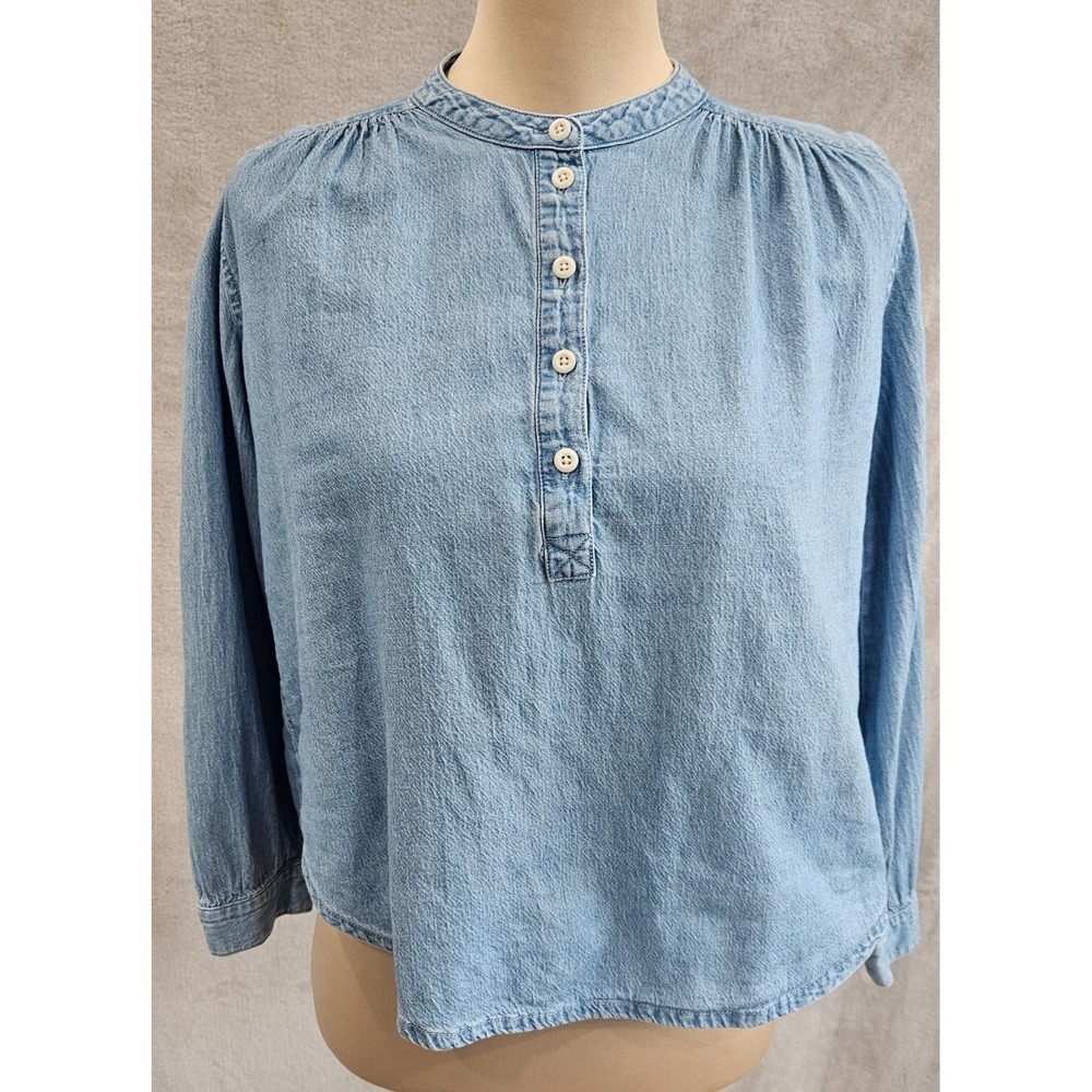Madewell Popover Top Striped Long sleeve Women's Large Beach Throw Over